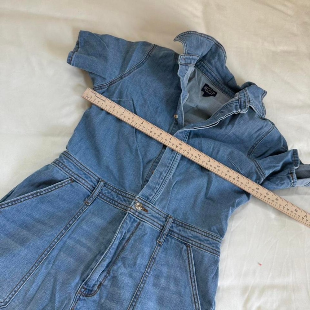Jean romper scoop denim short romper soft washed denim 2000s size medium - Picture 5 of 8